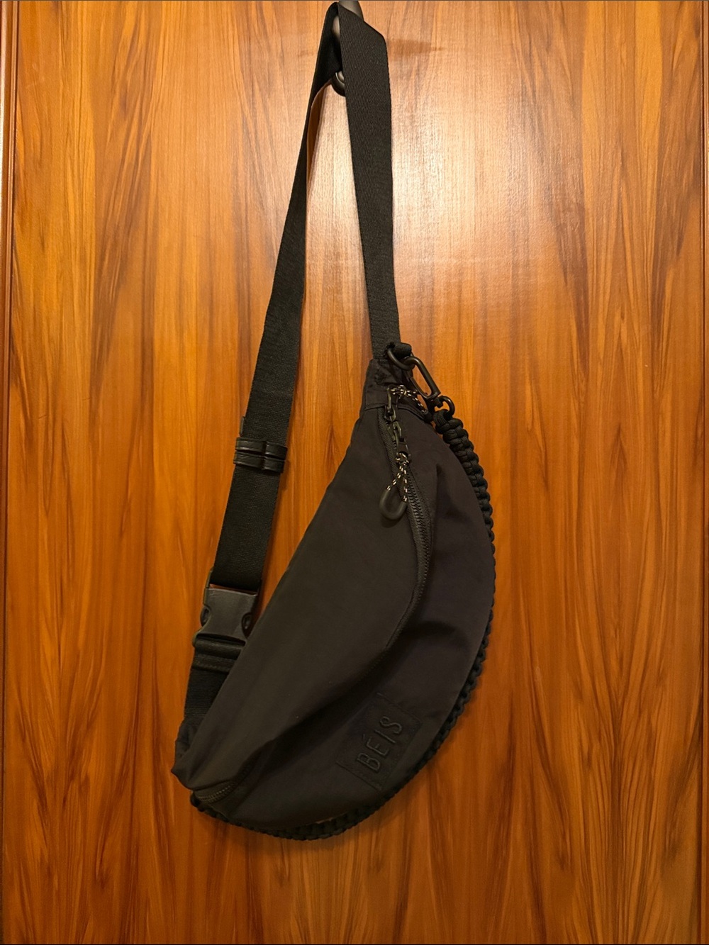 BEIS Black Crescent Sling Crossbody Bag
